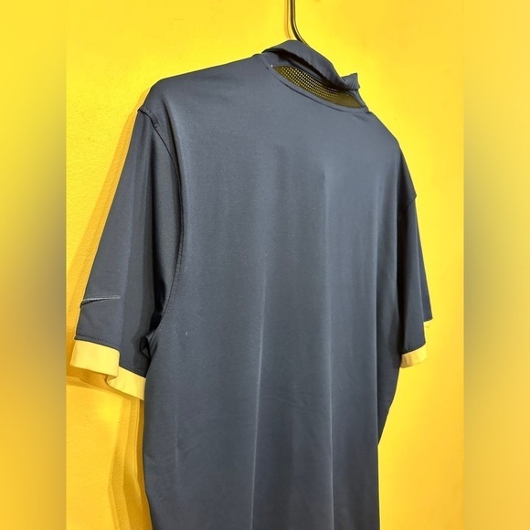 Nike Dri Fit Size Large Blue/White Mens Polo - Picture 7 of 7